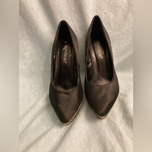 Shoedazzle Black and Silver Retro Platform Heels Metallic Glitter 6 US/36 EU - Picture 3 of 10